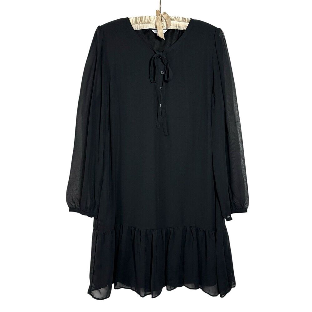 NEW Draper James Dress L Drop Waist Sheer Sleeve Dark Academia Witchy Whimsigoth